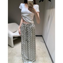 발렌티노 레터 프린트 엘라스틱 허리 와이드 레그 팬츠 (해외배송)