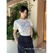 디올 가로무늬 나비 프린트 반팔 (해외배송)