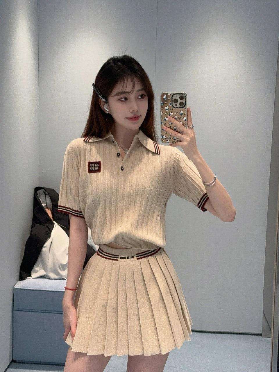 미우미우 폴로 칼라 반팔 니트 (해외배송)