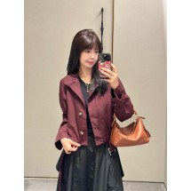 로에베 버건디 레드 스탠드 칼라 숏 트렌치 코트 (해외배송)