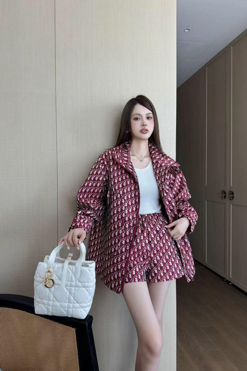 디올 레드 올드 플라워 재킷 후드 재킷 + 반바지 세트 (해외배송)