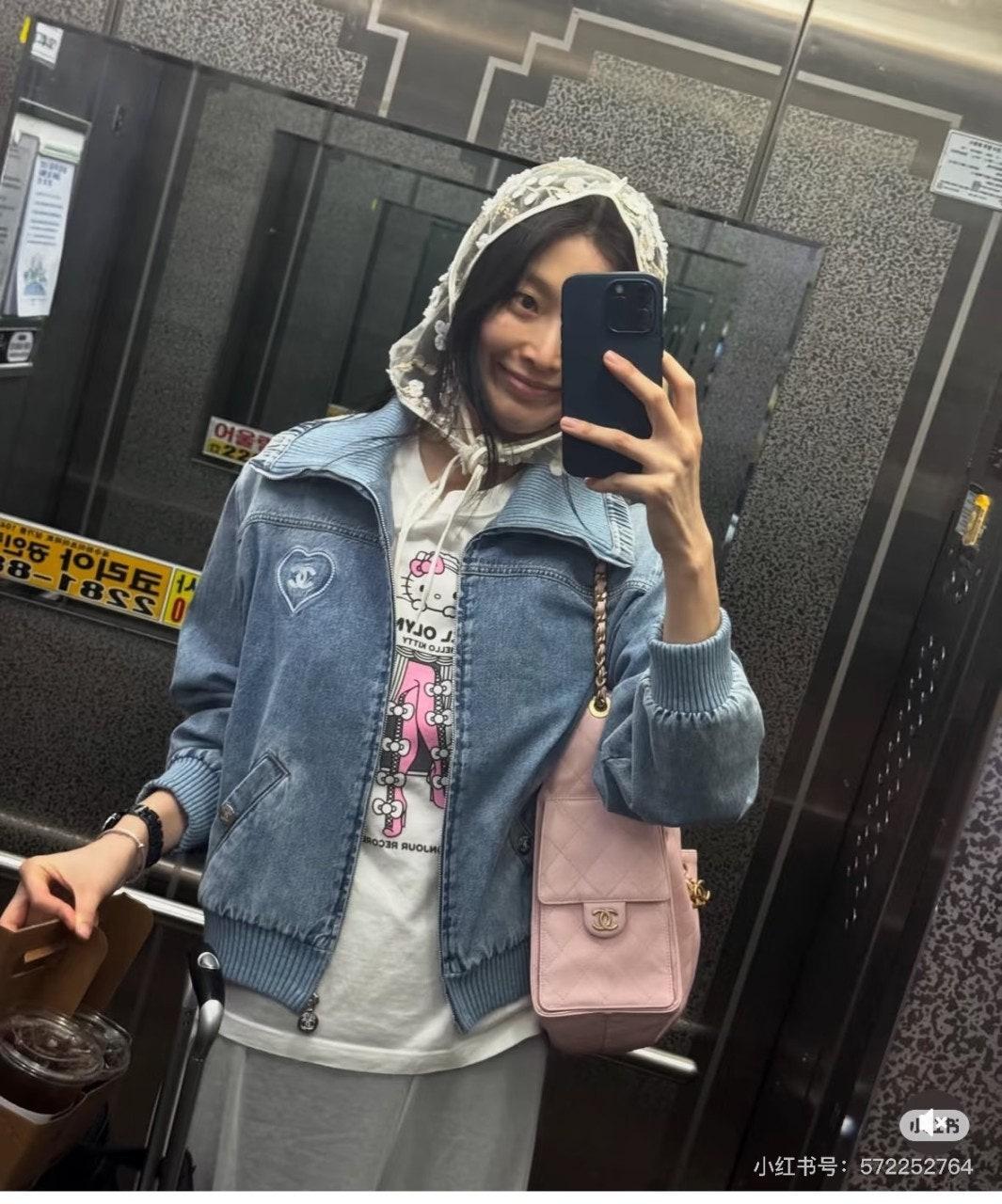 샤넬 블루 데님 하트 자수 라펠 숏 재킷 (정품급 해외배송)