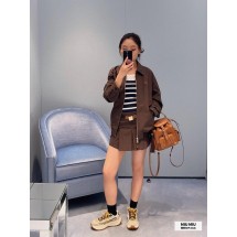 미우미우 25FW 신상품 코코아 브라운 라펠 재킷 (해외배송)