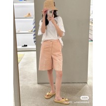 로에베 토템 자수 로고 라이트 버닝 플라워 하이웨이스트 스트레이트 데님 반바지 (해외배송)